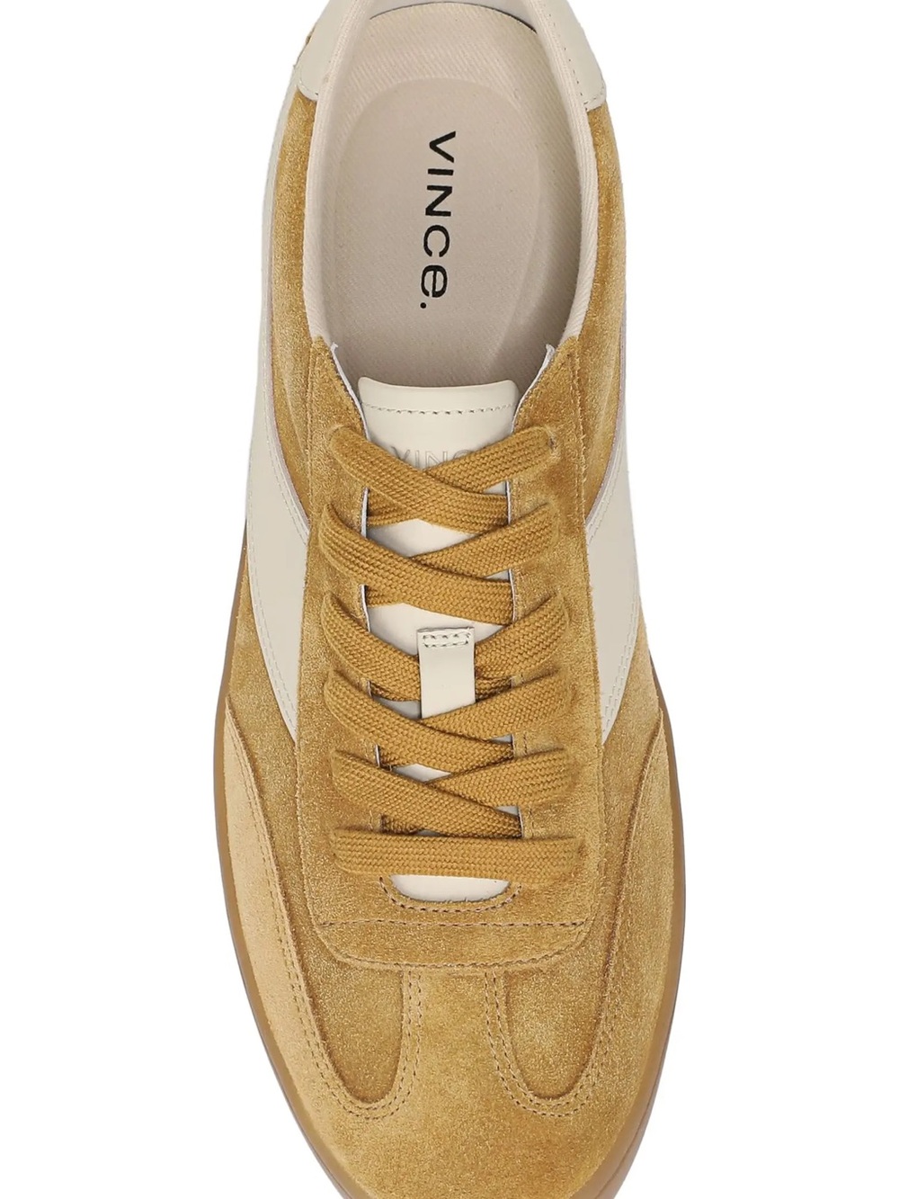 Vince Mustard Suede & Cream Low-Top Sneaker